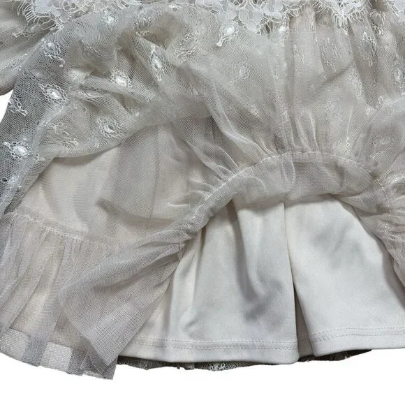 NANNETTE Baby Girl Lace Crochet Dress Top Church Event Formal Floral Ivory 12 Mo - Picture 5 of 7